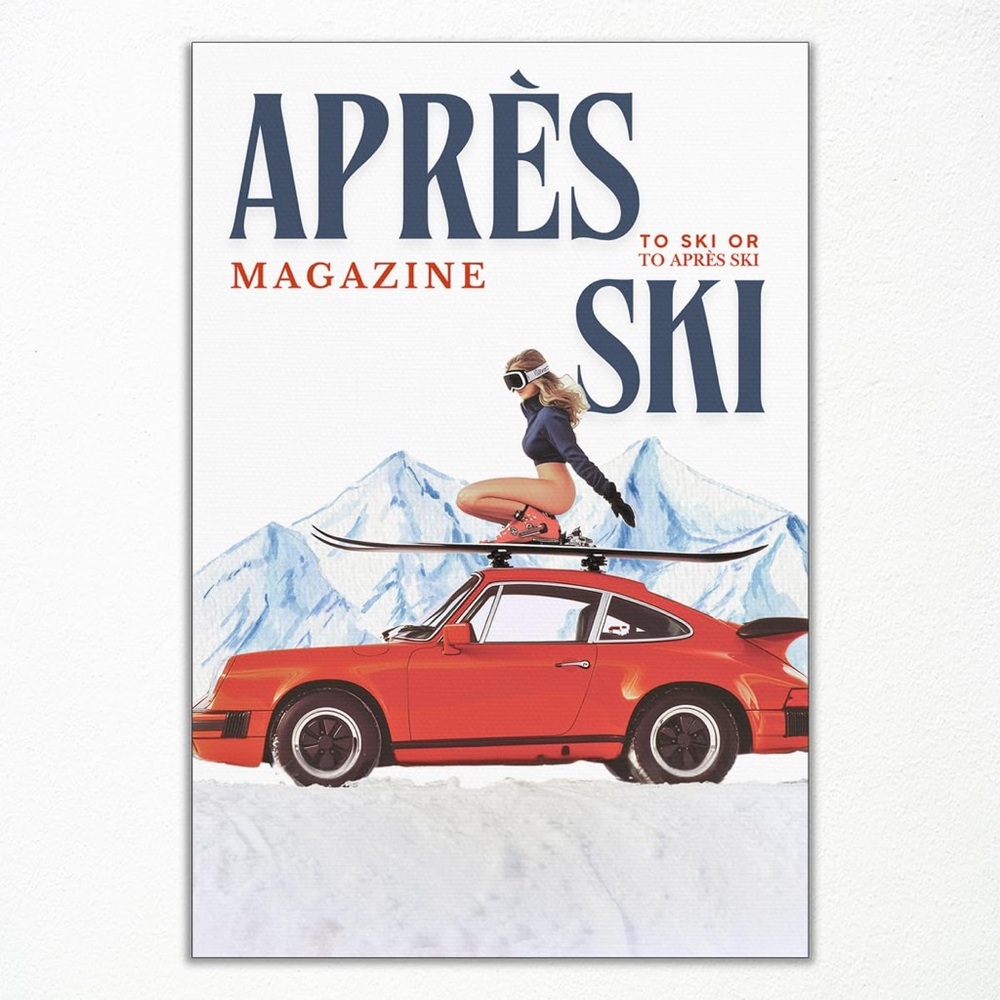 NEW Apres Ski Canvas Wall Art 8” x 12” - Unframed Women Car